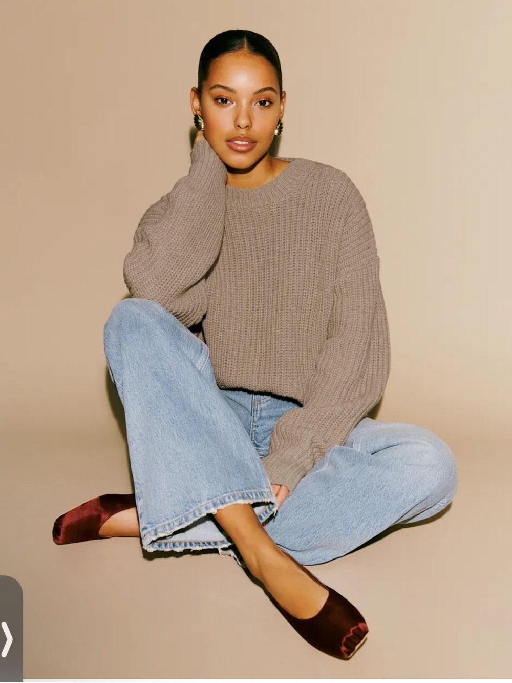 Reformation Sam Cotton Cashmere Oversized Crew Sweater